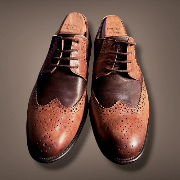 Men\'s 11M GIORGIO BRUTINI Brown/Cognac Leather Wingtip Oxfords C250504-2 EUC main image 9